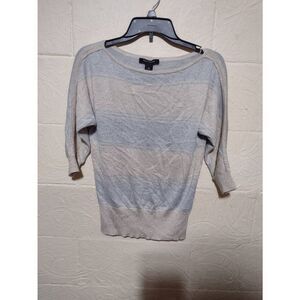 WHBM White House Black Market Size XS Metallic Cream and Blue Shimmer Sweater
